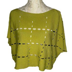 W sz S/M Lime Green Perforated Knit Oversized Crop style Top See Through Peep